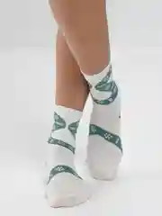 Зеленый носки белые, черные женские с рисунком