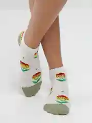 Белый летние яркие носки с цветами