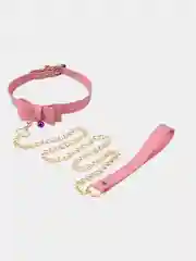 Кожаный ошейник с поводком и колокольчиком