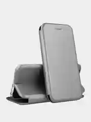 Серебряный чехол - книжка для Samsung Galaxy A02, A02S, A22, A32, A42, A52, A50 с карманом для карт