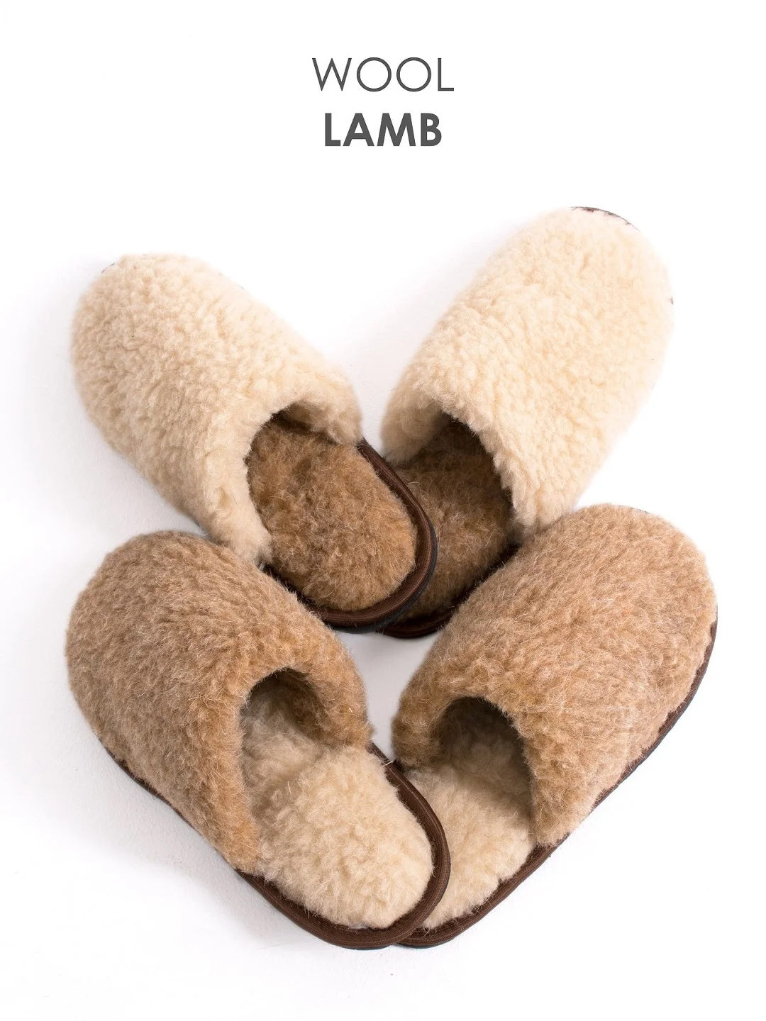 Шлепанцы Woollamb, меховые, из овечьей шерсти, двусторонние