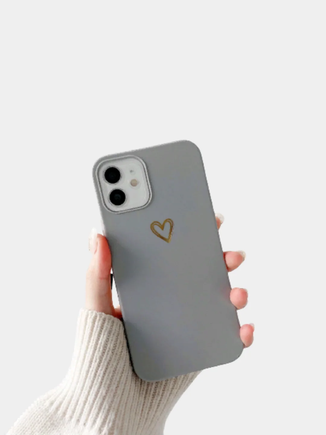 Серый чехол для iPhone сердечко