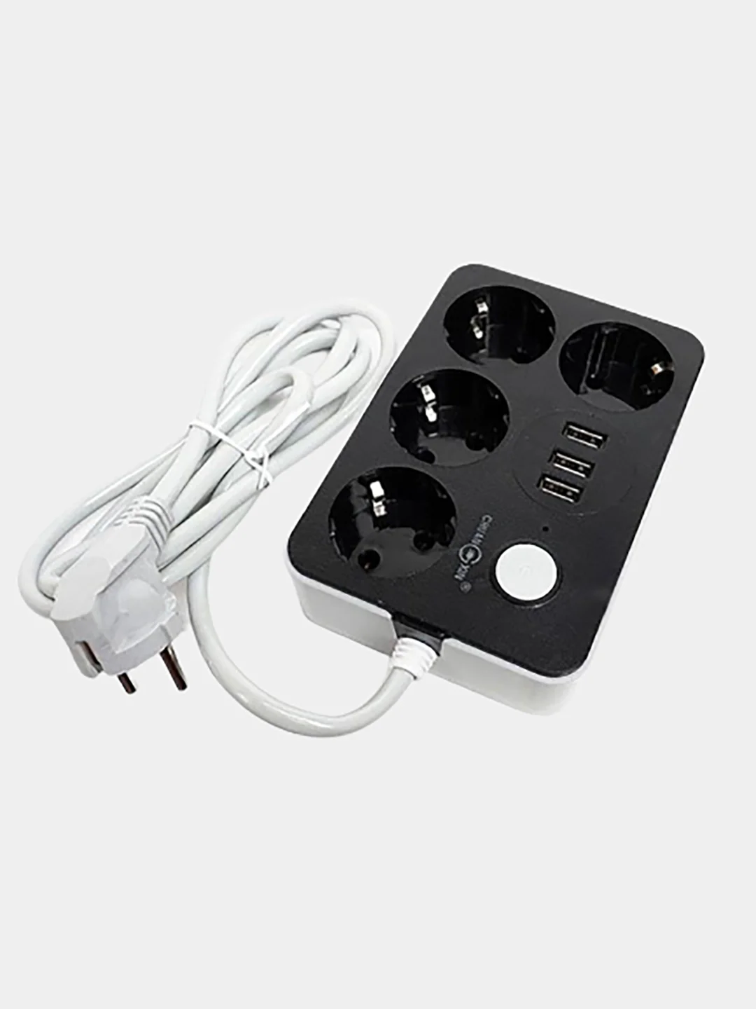 Черный удлинитель фильтр сетевой 4 розетки, 3 USB