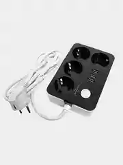 Черный удлинитель фильтр сетевой 4 розетки, 3 USB