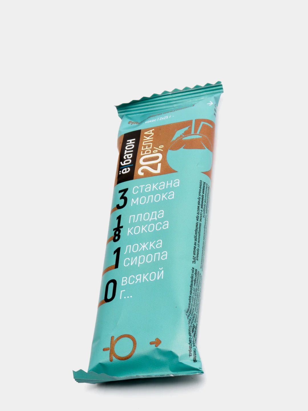Протеиновый глазированный батончик Ёбатон, 20% белка, со вкусом кокоса, 50гр х 8 шт