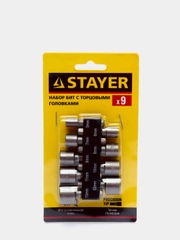 Набор STAYER "MASTER": биты с торцевой головкой в держателе, 9 предметов