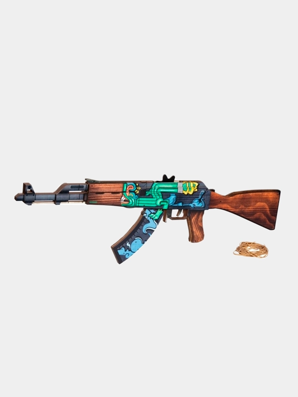 Автомат-резинкострел из дерева AK-47 v. 2.0 "Огненный Змей КС ГО"