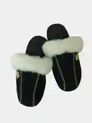 Черный тапочки домашние, из овчины