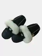 Черный тапочки домашние, из овчины