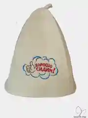 Пудровый шапка банная, классическая, с вышивкой