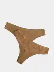 Бежевый бесшовные трусы стринги с кружевом