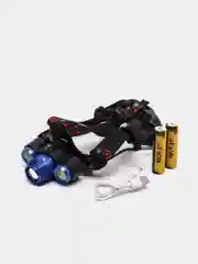 Фонарь налобный аккумуляторный, 3 диода, USB, zoom