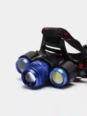 Фонарь налобный аккумуляторный, 3 диода, USB, zoom