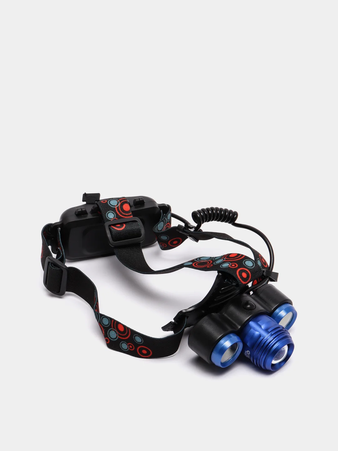 Фонарь налобный аккумуляторный, 3 диода, USB, zoom