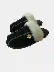 Черный тапочки домашние, из овчины