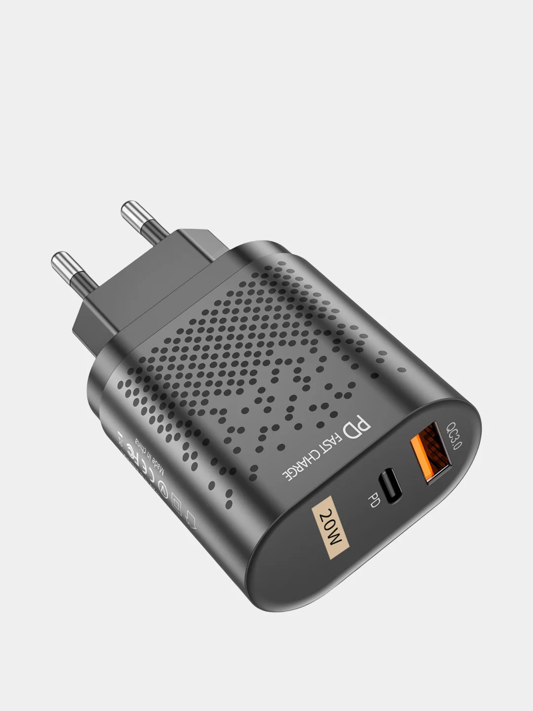 Черный зарядное устройство USLION QC3.0 с быстрой зарядкой PD 20 Вт