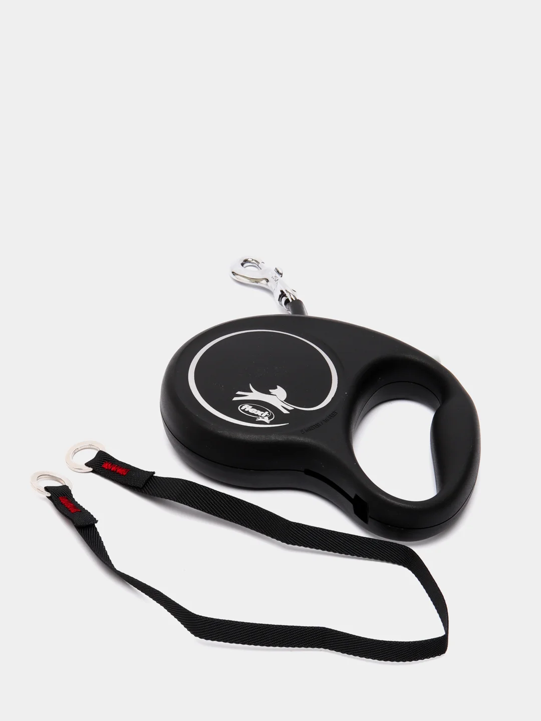 Поводок-рулетка для собак Flexi Black Design лента S, 5м 15кг, серебряный