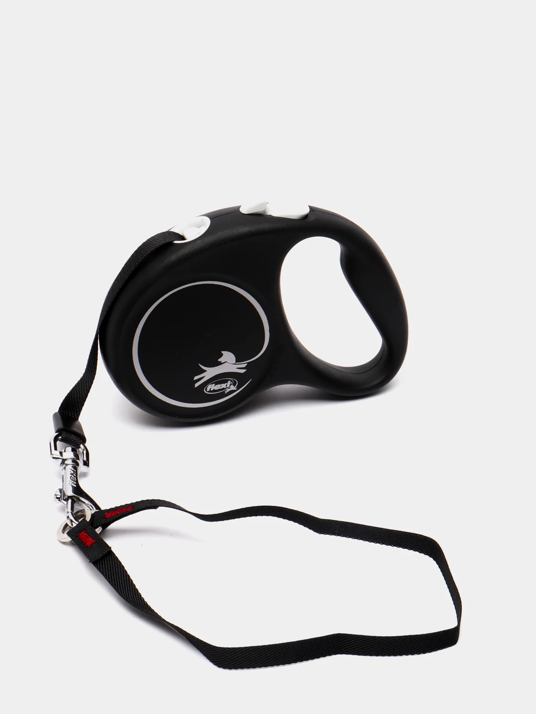 Поводок-рулетка для собак Flexi Black Design лента S, 5м 15кг, серебряный
