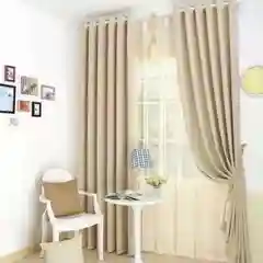 Молочный комплект штор "Рогожка Блэкаут", лента 6 см, 3м х 2,7м, два полотна, готовые, тканевые