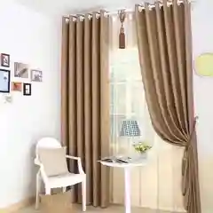 Медный комплект штор "Рогожка Блэкаут", лента 6 см, 3м х 2,7м, два полотна, готовые, тканевые