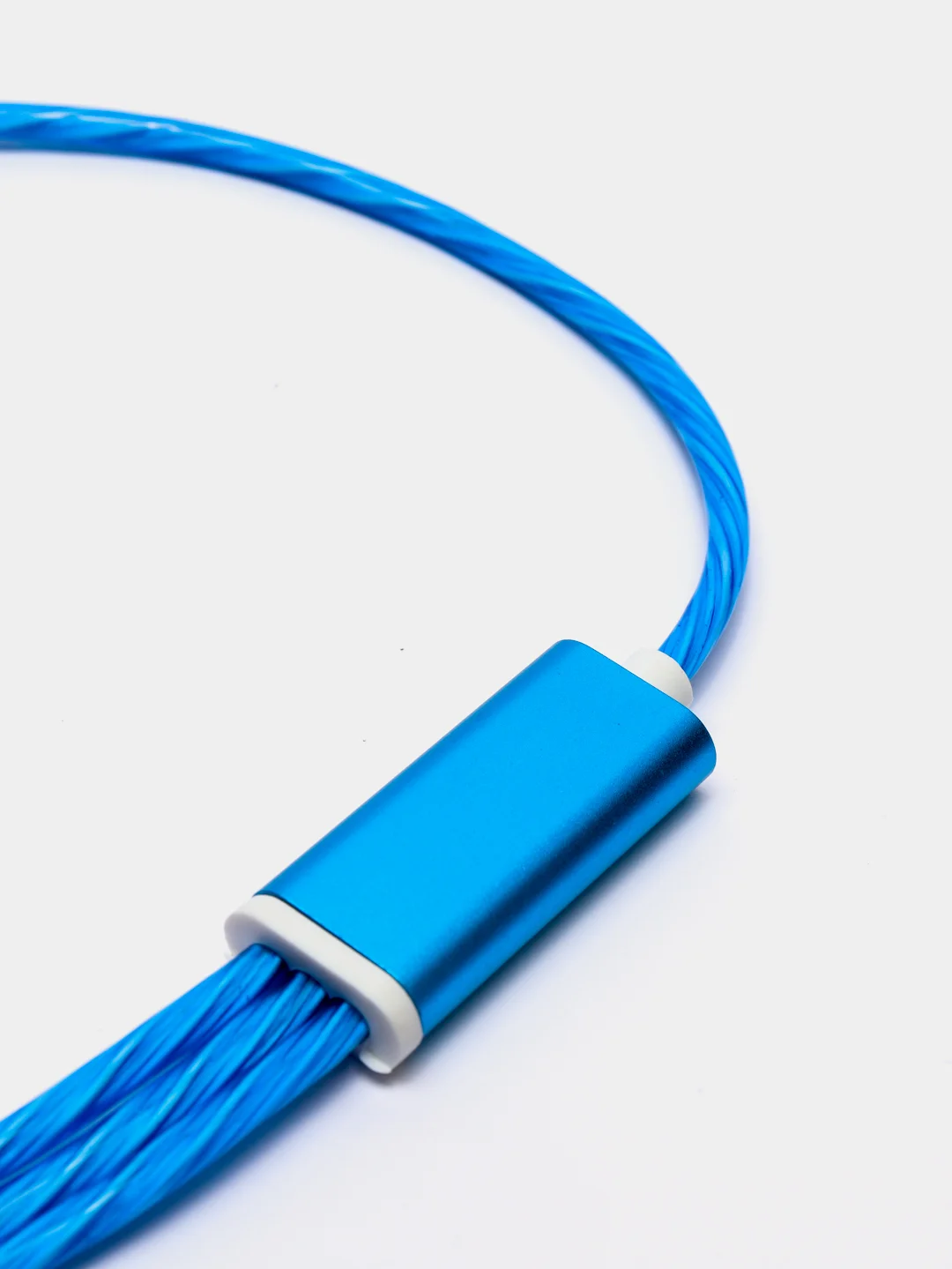 Синий кабель зарядный 3-в-1 подсветкой для iPhone, Android micro USB Type-C Lightning