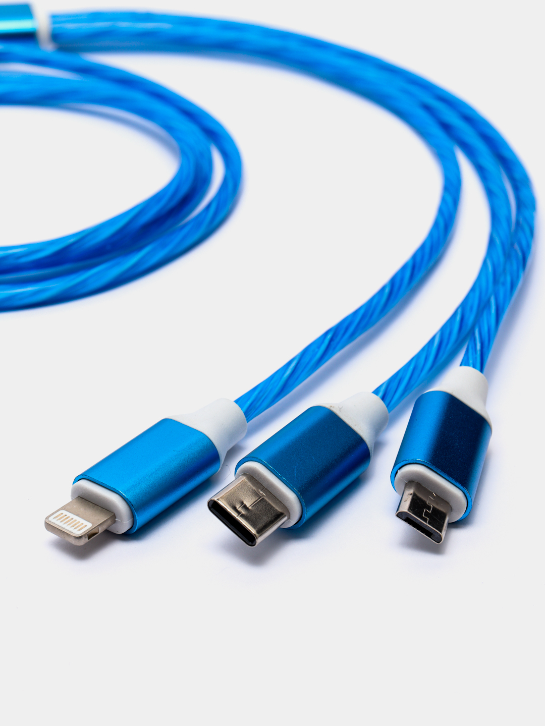 Кабель зарядный 3-в-1 подсветкой для Iphone, Android micro USB Type-C  Lightning купить по цене 419 ₽ в интернет-магазине Магнит Маркет