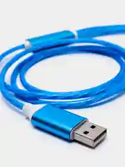 Синий кабель зарядный 3-в-1 подсветкой для iPhone, Android micro USB Type-C Lightning