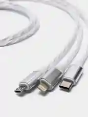 Небесно-голубой кабель зарядный 3-в-1 подсветкой для iPhone, Android micro USB Type-C Lightning