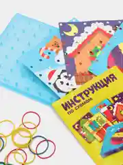 Геоборд "Новогодние задания" со сменными картинками и резиночками, ассорти