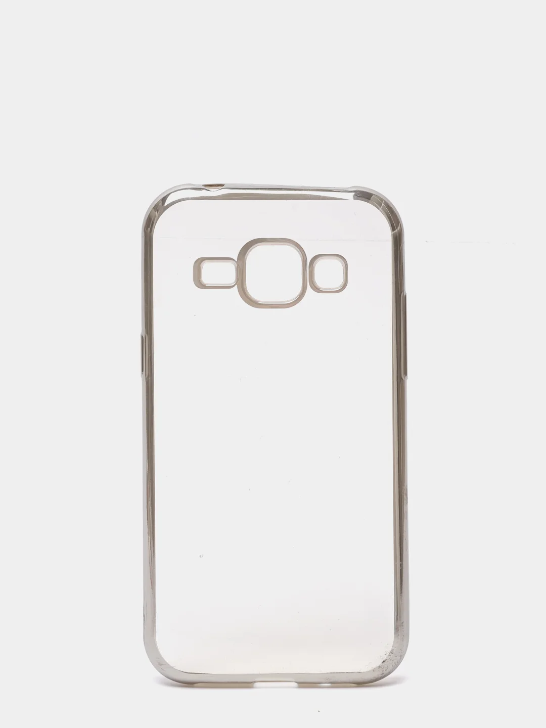 Серебряный чехол силиконовый Samsung J1 2015