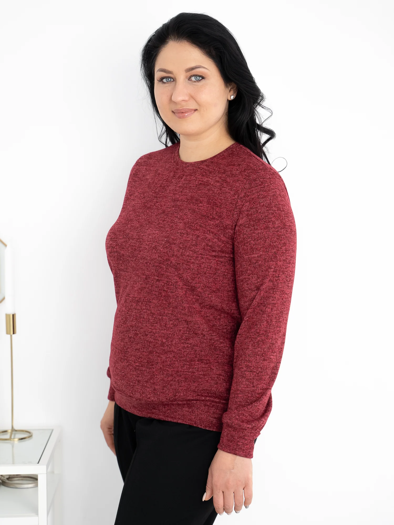 Марсала джемпер женский Binita (р.46-60) базовый, лонгслив, полувер, свитер, большие размеры