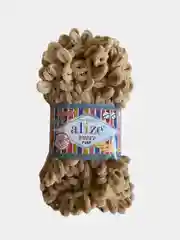 Бежевый alize Puffy Fine турецкая плюшевая пряжа, Ализе Пуффи Файн вязание руками 100 г 14,5 м