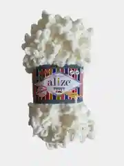 Молочный alize Puffy Fine турецкая плюшевая пряжа, Ализе Пуффи Файн вязание руками 100 г 14,5 м