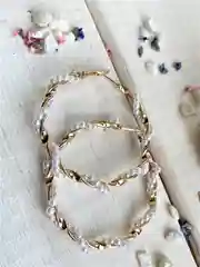 Кремовый женские Серьги кольца/ подвески/гвоздики