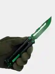 Нож бабочка "Богомол" балисонг складной туристический, клинок зеленый (MK004-3)