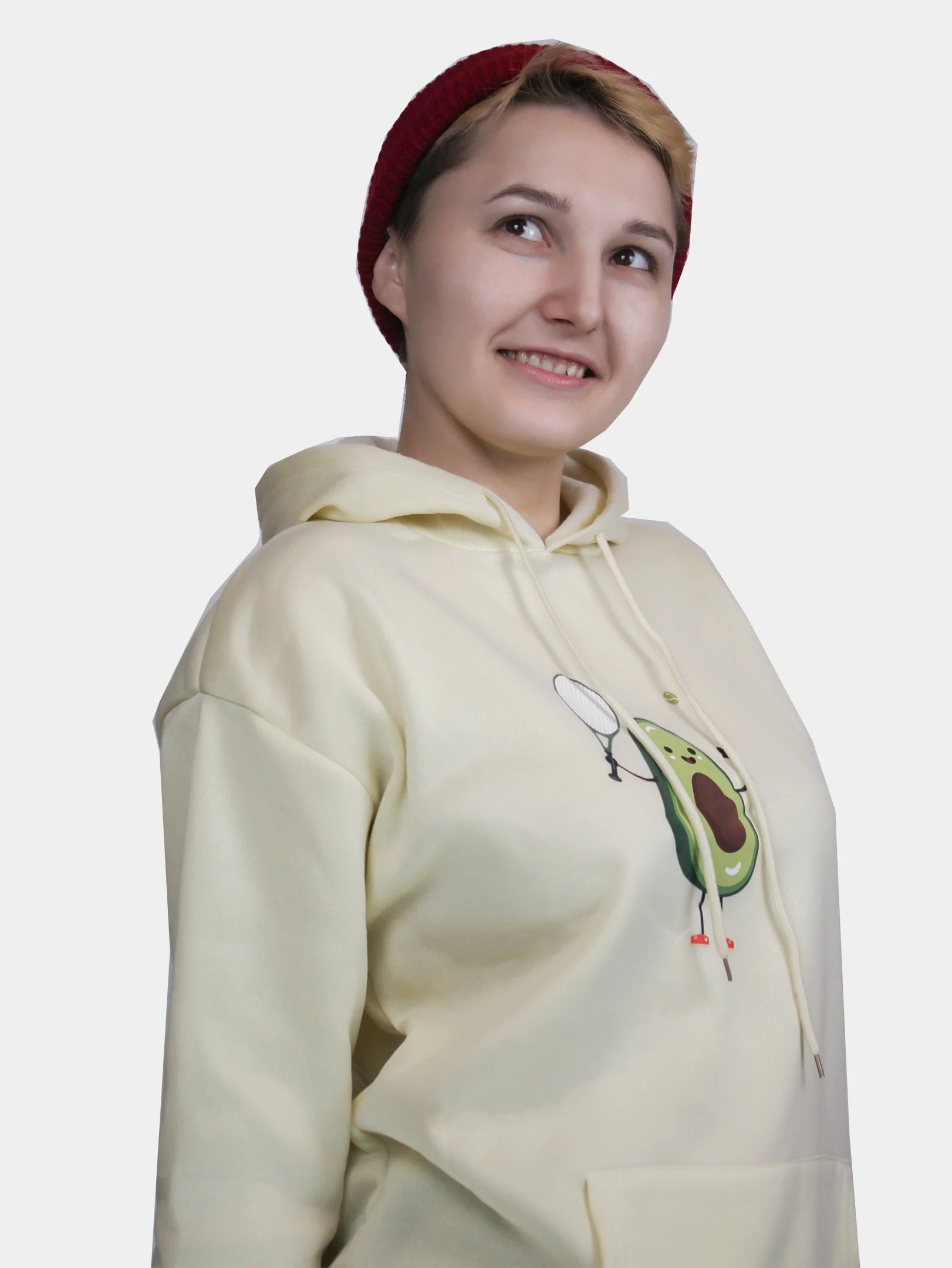 Бежевый худи "Забавное Авокадо"