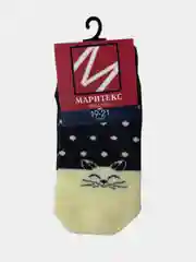 Белый носки женские, с рисунком "Кошка"