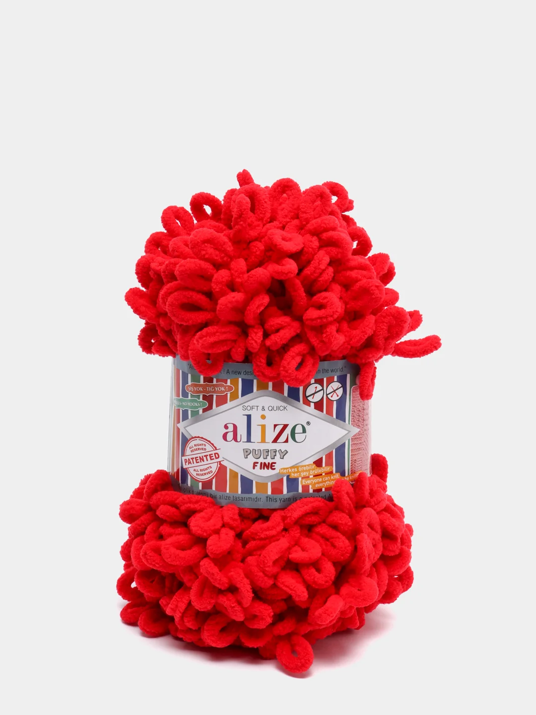 Красный пряжа Alize Puffy Fine (Ализе Пуффи Файн)
