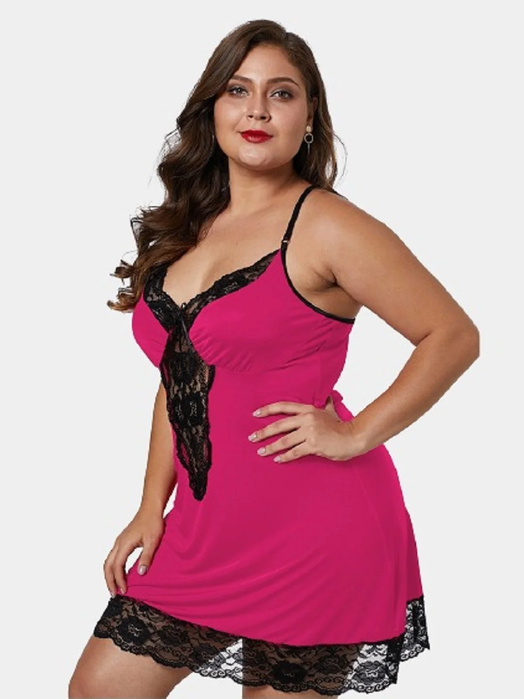 Розовый пеньюар со стрингами, большие размеры Plus Size 46-48-50-52-54-56, разные цвета