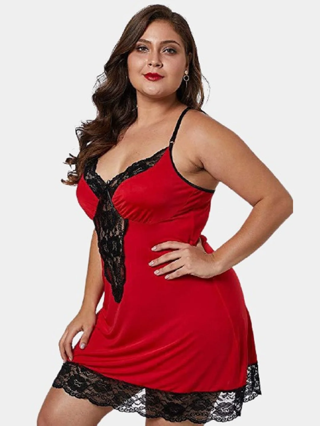 Красный пеньюар со стрингами, большие размеры Plus Size 46-48-50-52-54-56, разные цвета