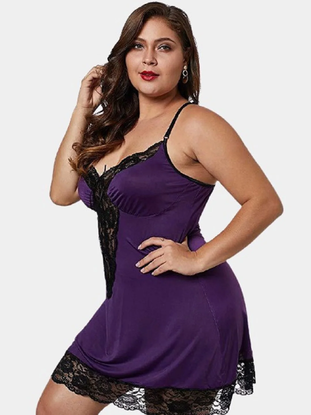 Фиолетовый пеньюар со стрингами, большие размеры Plus Size 46-48-50-52-54-56, разные цвета