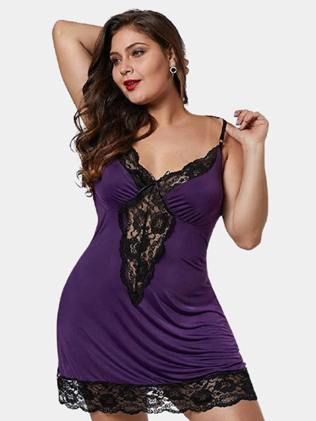 Фиолетовый пеньюар со стрингами, большие размеры Plus Size 46-48-50-52-54-56, разные цвета