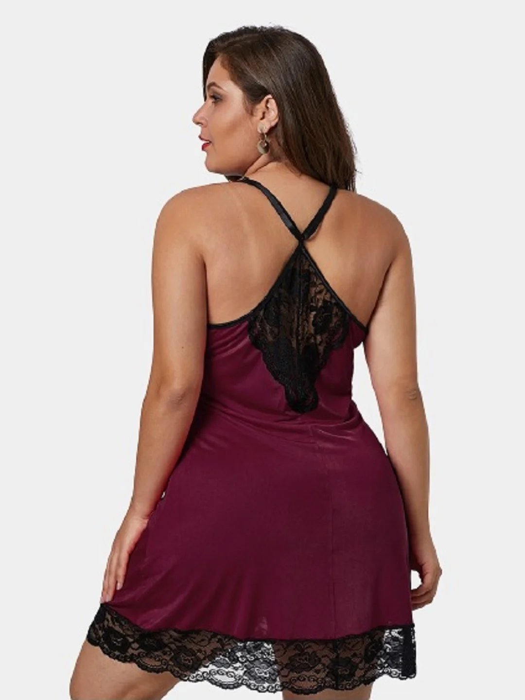 Бордовый пеньюар со стрингами, большие размеры Plus Size 46-48-50-52-54-56, разные цвета