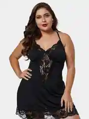 Черный пеньюар со стрингами, большие размеры Plus Size 46-48-50-52-54-56, разные цвета