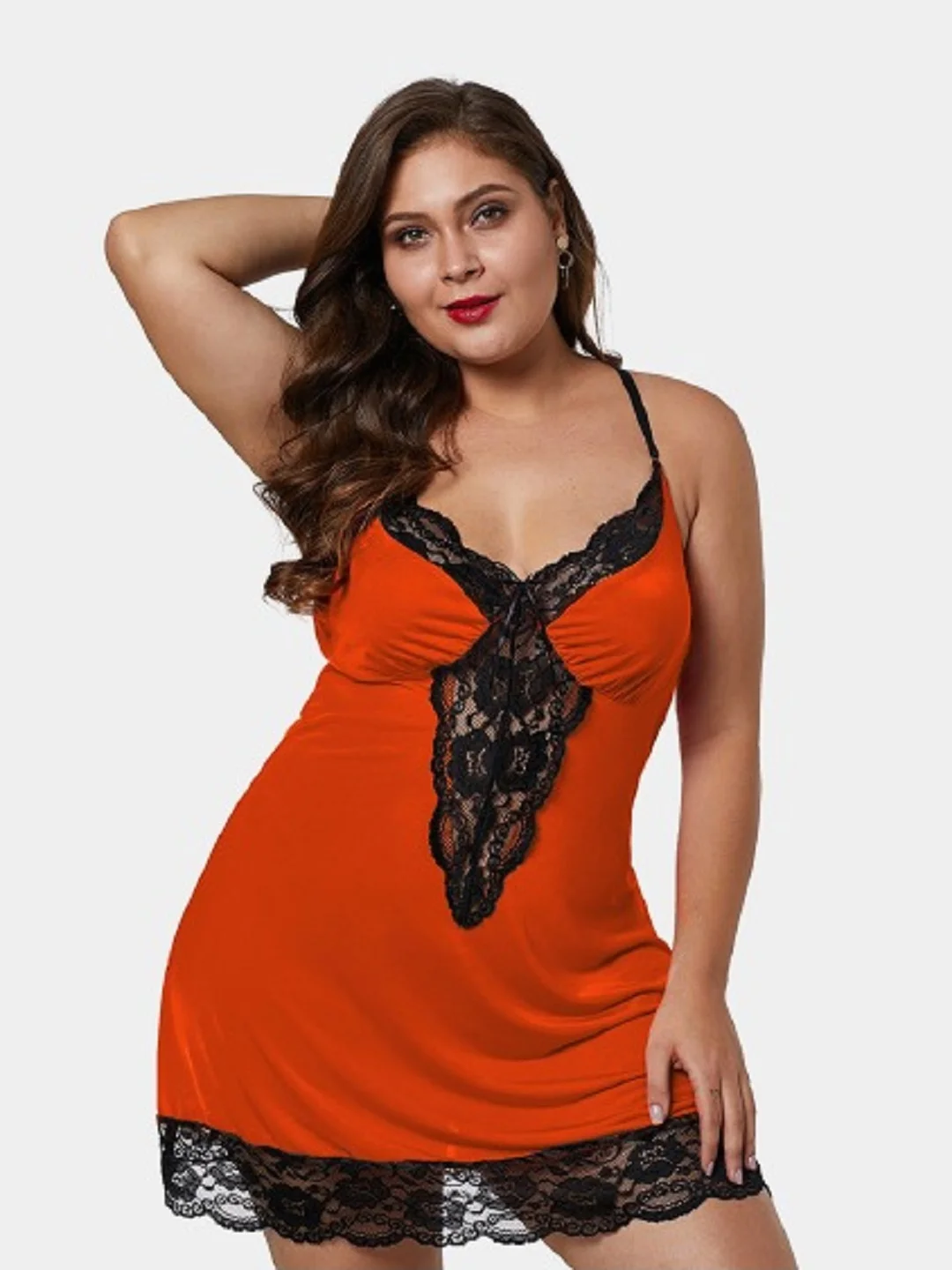 Оранжевый пеньюар со стрингами, большие размеры Plus Size 46-48-50-52-54-56, разные цвета