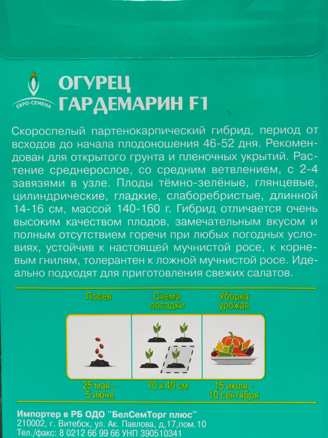 Семена Огурец "Гардемарин F1", скороспелый, партенокарпический, гладкий, 0,25 г