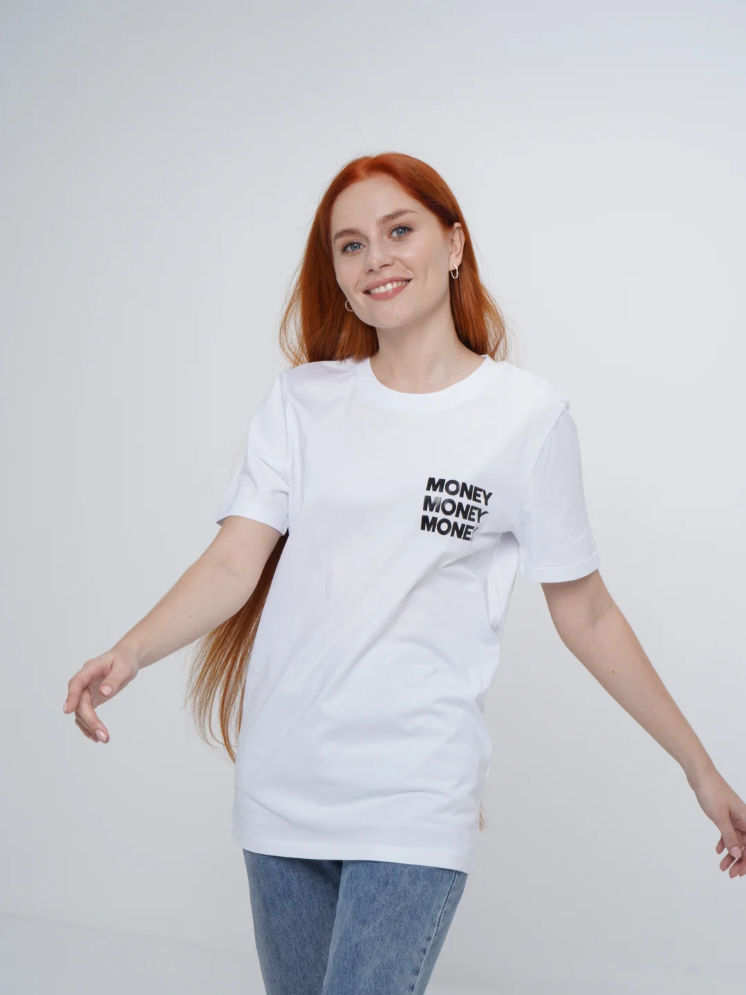 Белый футболка Make money not friends 21, белый