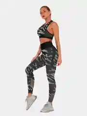 Черный женский спортивный бесшовный тонкий костюм для йоги и фитнеса. Йога. Пилатес