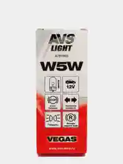 Лампа AVS Vegas 12V, W5W, W2,1x9,5d, 10 шт