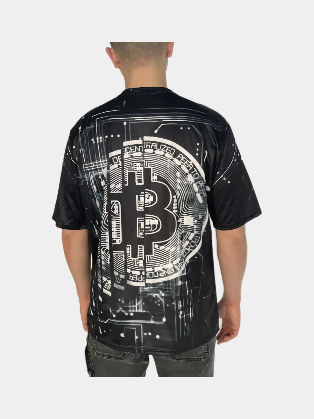 Мужская футболка с серым биткоином